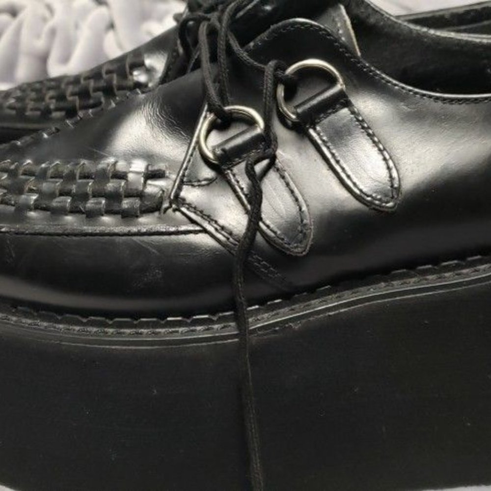 TUK Black Leather Triple Stack Creeper Platform Goth Gothic Alt Indie